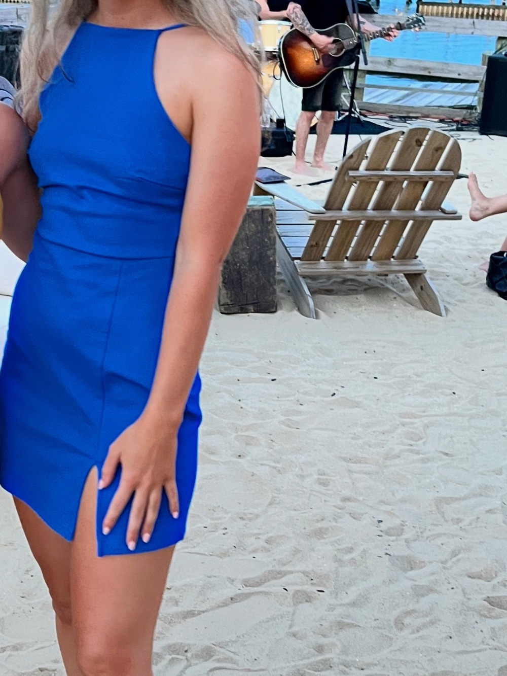 Stradivarius Cobalt Blue Halter Mini Dress